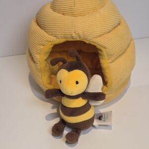 Yellow & Brown Plush Bee with Cozy Corduroy Hive